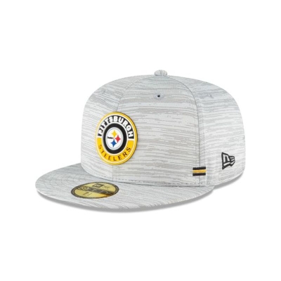 Grey Pittsburgh Steelers Hat - New Era NFL Official NFL Fall Sideline 59FIFTY Fitted Caps USA9851436